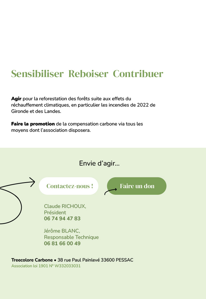Treecolore Carbone, Sensibiliser  Reboiser  Contribuer
                    